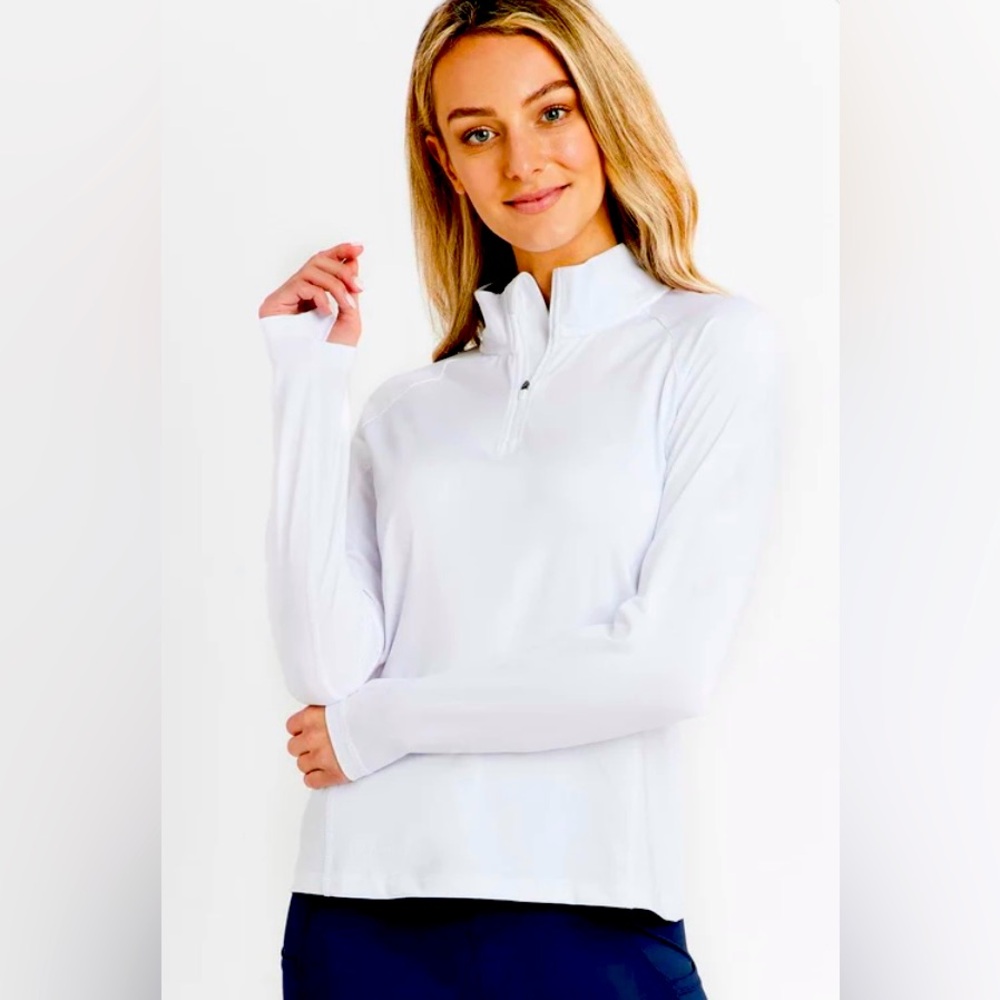 Solbari white quarter-zip UPF 50+ active top